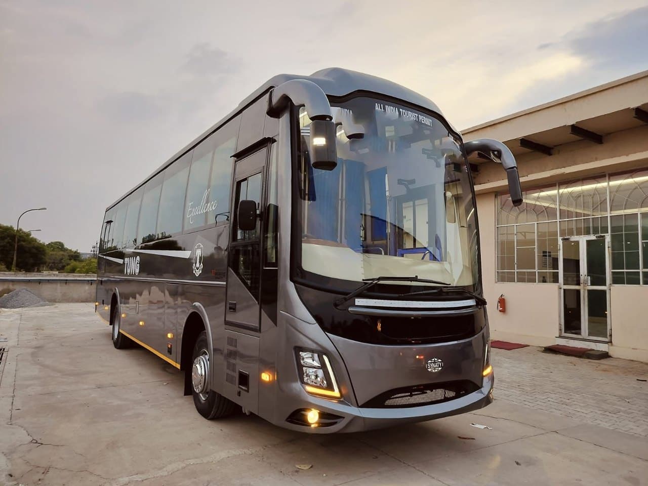 A long distance coach bus