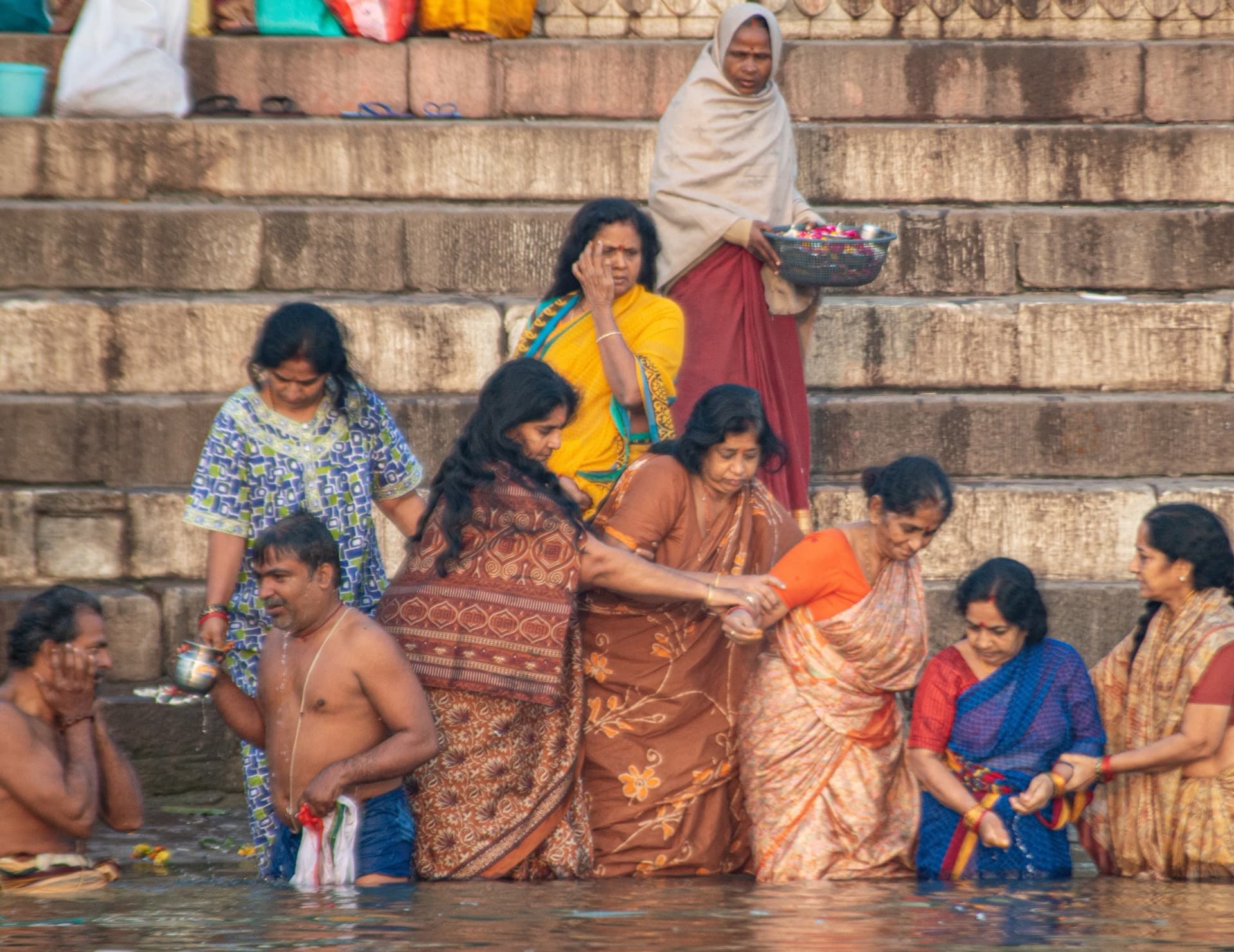 Pilgrims on the ghats at Varanasi
