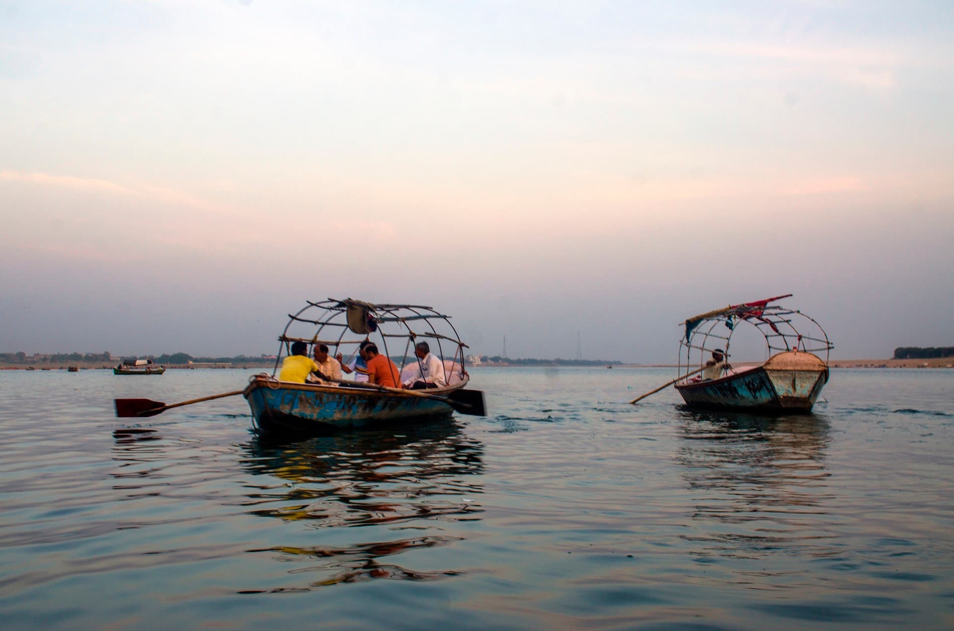 Boats at the Triveni Sangam in Prayagraj
